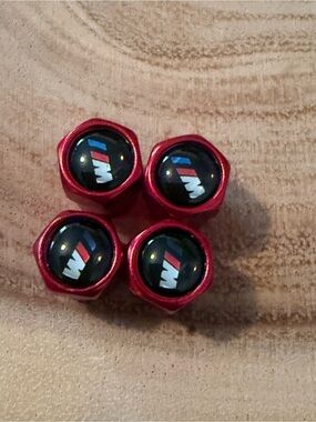 BMW Red Valve Stem Caps with M Tricolor Logo